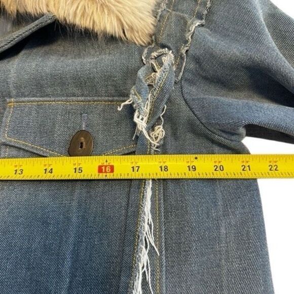 Rejina Pyo size large Daphne faux fur trimmed denim jacket - EUC - Picture 7 of 12